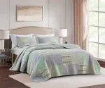 Bellamy Boho Chic Plaid Striped Cotton Patchwork Reversible Quilt Set