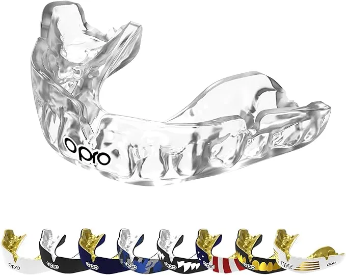 OPRO Instant Custom-Fit Mouth Guard, Dentist-Level Comfort, Protection & Fit - Moldable Mouthguard for Football, Boxing, Rugby, MMA, Lacrosse, UFC, Ice Hockey Mouth Piece - Includes Mouthguard Case