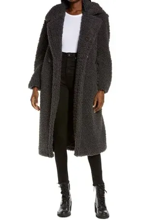 Gertrude Long Teddy Coat In Ink Black