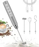 Nahida Silver Milk Frother Wand for Coffee, Frother Handheld Rechargeable Electric Whisk