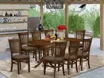 East West Furniture VANC9-ESP-C 9 Piece Modern Dining Table Set Includes an Oval Wooden Table with Butterfly Leaf and 8 Linen Fabric Upholstered Dining Chairs, 40x76 Inch, Espresso