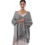 RIIQIICHY Winter Scarf for Women Grey Pashmina Shawls Wraps for Evening Dresses Large Warm Soft Scarves