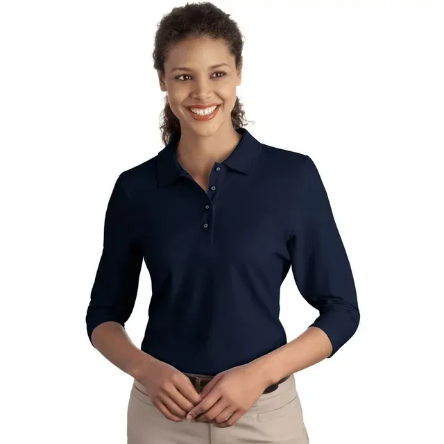 Port Authority Women's Classic Silk Touch 3/4 Sleeve Polo Shirt