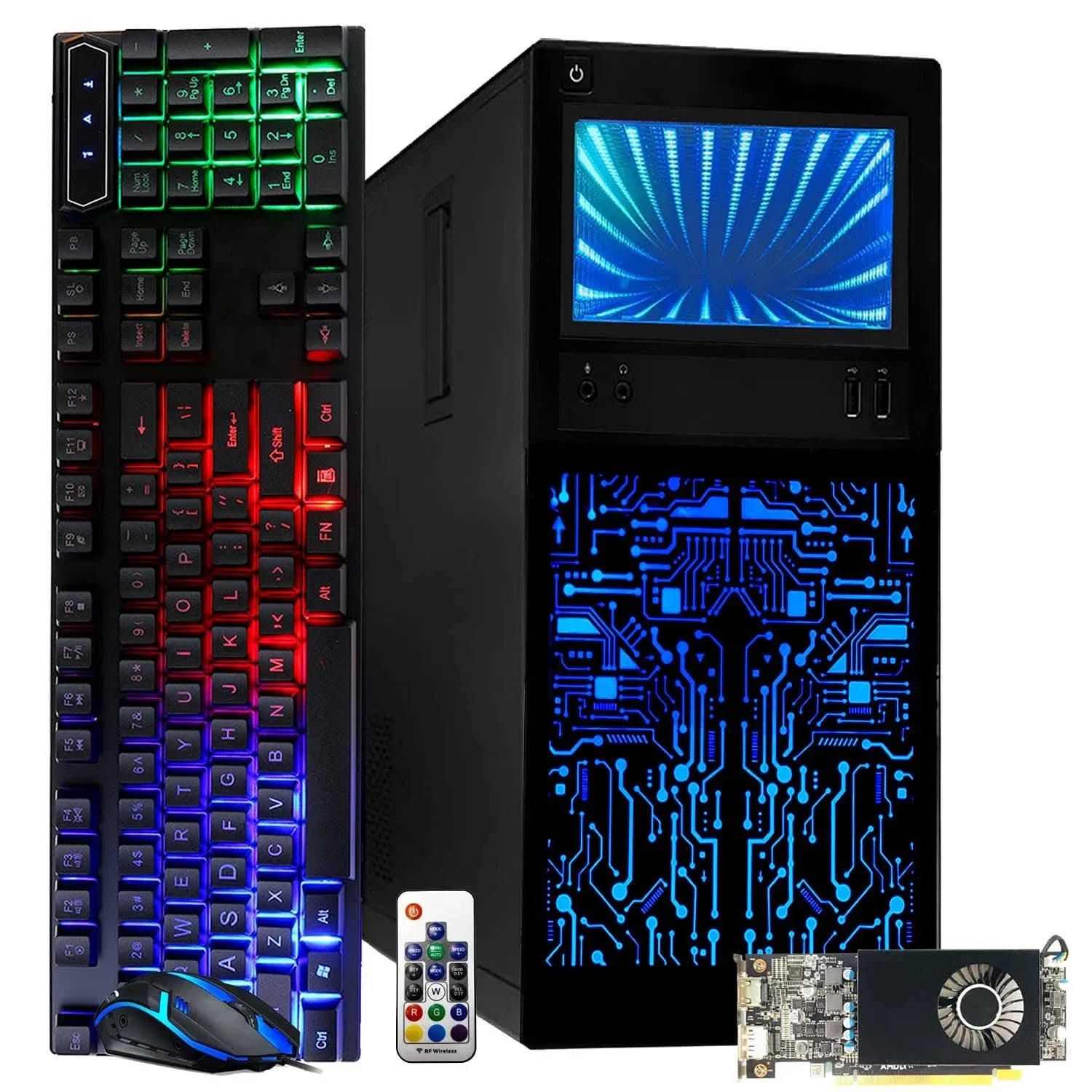 Restored Gaming PC Desktop Intel core i7  Tech Magnet Horizon+ with AMD RX-550 4GB DDR5  16GB RAM  1TB SSD + 2TB HDD  HDMI  DVI  VGA  RGB Keyboard  Mouse  Win 10 Pro (Refurbished)