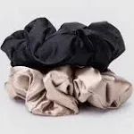 Kitsch Satin Sleep Pillow Scrunchies - Black/Gold