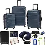 Samsonite Omni Hardside Nested Luggage Spinner Set, Teal with 10pc Accessory Kit