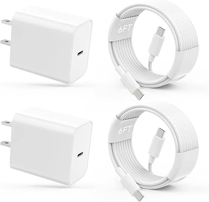 iPhone 15 Charger USB C Wall Charger iPad Pro Charger 2-Pack 20W Type C Charger