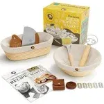 Superbaking Sourdough Proofing Basket Gift Set, Round 9" & Oval 10" Banneton ...