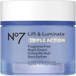 No7 Lift & Luminate Triple Action Fragrance Free Night Cream - 1.69 fl oz