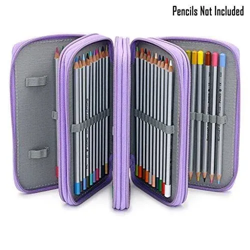 BTSKY Handy Wearable Oxford Colored Pencil Case 72 Slots Pencil Organizer (Purple)