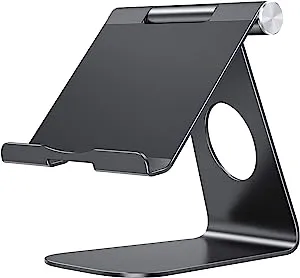 OMOTON Tablet Stand Holder Adjustable T1 Desktop Aluminum Tablet Dock Cradle Compatible with iPad Air/Mini iPad 10.2/9.7 iPad Pro 11/12.9 Samsung Tab