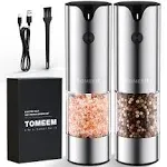 Electric Black Salt &amp; Pepper Mill LED Light Adjustable USB High-capacity Tomeem