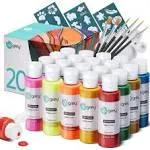 Fabric Paint Set for Clothes, 20 Colors(60ml/2oz Each) Permanent Textile Paint with 6 Brushes, 1 Palette, Washable Fabric Paint, Art Supplies for Clothes, Canvas, T-Shirts, Jeans, Bags, DIY Projects