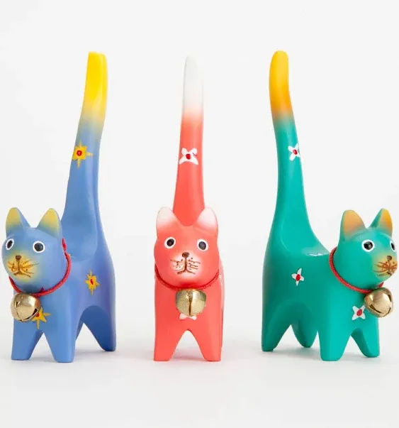 Bits and Pieces Three Colorful Cat Ring Holders