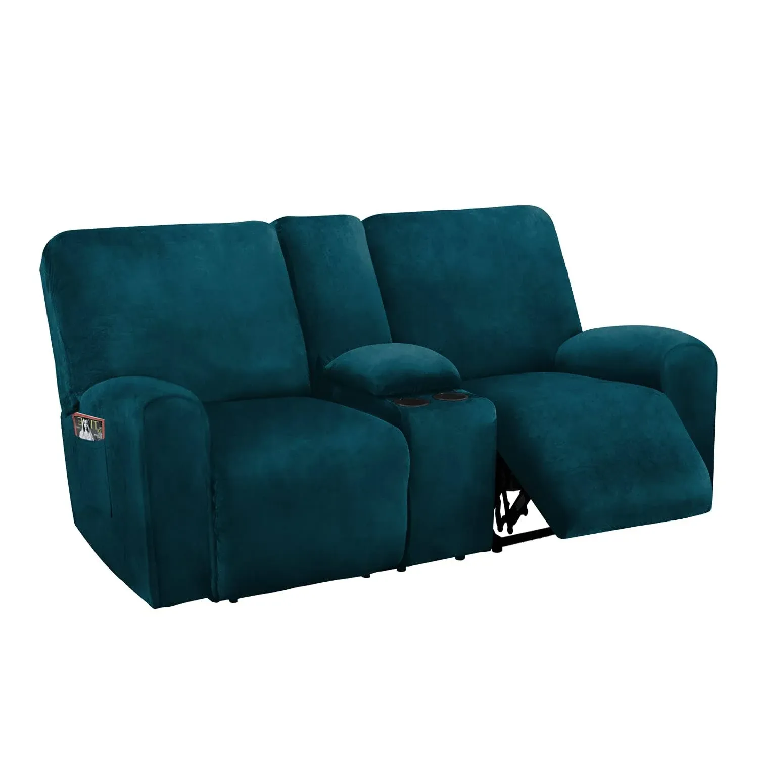 ULTICOR Ultimate Decor Reclining Love Seat with Middle Console Slipcover, Velvet