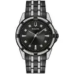 Bulova Men's Black Stainless Steel Crystal Watch Set 98K109