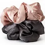 Kitsch Satin Pillow Scrunchies - Blush/Charcoal