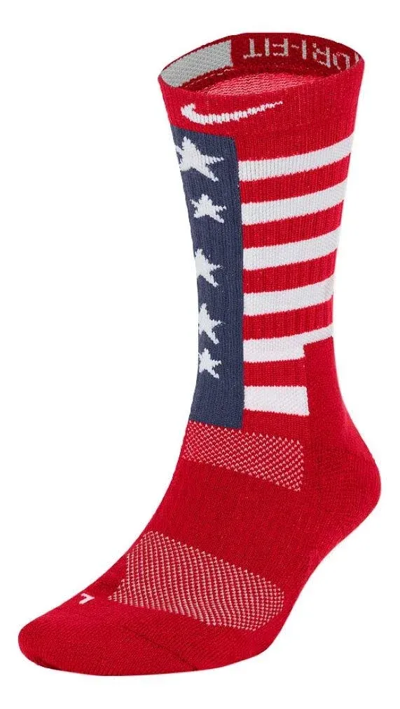 Nike USA Elite Basketball Crew Socks MEDIUM RED WHITE BLUE  Patriotic CJ9897-657