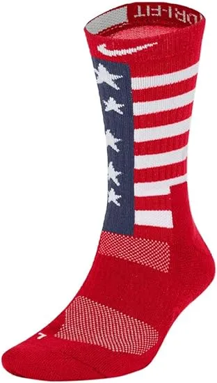 Nike USA Elite Basketball Crew Socks MEDIUM RED WHITE BLUE  Patriotic CJ9897-657