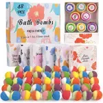 Kainga Recka 48 Natural & Organic Bath Bombs for Women and Kids, Rich in Essential Oils, Relaxation and Stress Relief, Bathbombs Gift Set for Mothers