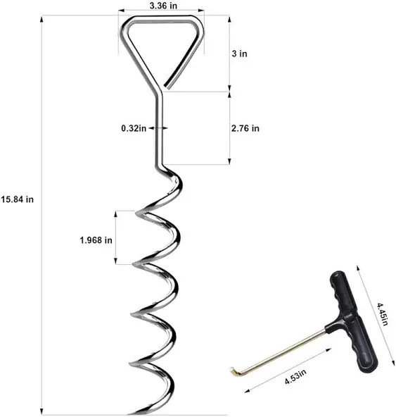 Eurmax USA Trampoline Stakes Heavy Duty Trampoline Parts Corkscrew Shape Steel S