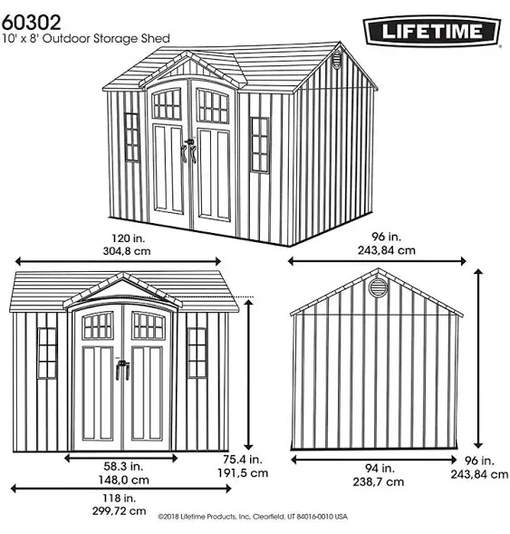 Lifetime 10' x 8' Outdoor Storage Shed (Installation Included)