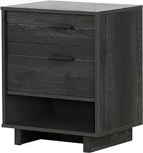 South Shore Fynn Nightstand with Cord Catcher, Winter Oak