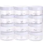 12 Pack Small Plastic Containers with Lids Clear Plastic Favor Storage Jars Wide Mouth for Beauty Products (6 Ounce, White)