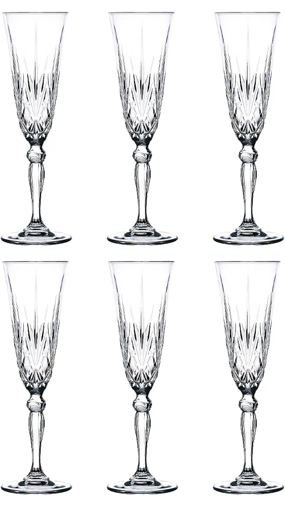 Lorenzo RCR Crystal Melodia Collection Champagne Flutes Glass Set