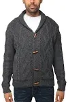 x Ray Men's Cable Knit Shawl Collar Cardigan - Charcoal - Size L