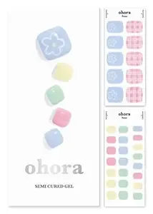 ohora Semi-Cured Gel Pedicure Strips 34pcs(P Darling) - Includes 16 Solid Color, 14 Accent Wraps, 2 Prep Pads, Nail File & Wooden Stick