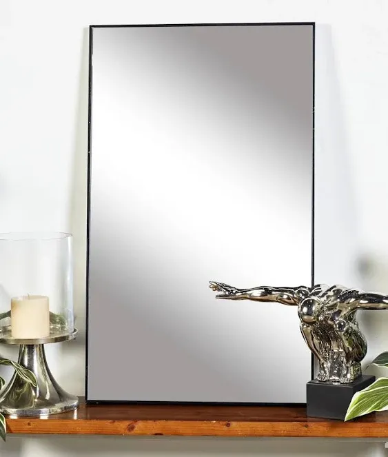 Cole & Grey Wood Wall Mirror, Size: 24 inchw x 2 inchd X40 inchh, Black