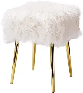 DEERUN Square Faux Fur Ottoman Bench Foot Rest Stool/Seat Modern Upholstered ...