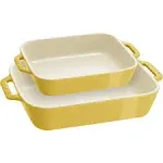 Staub Ceramic 2 Piece Rectangular Baking Dish Set - Citron