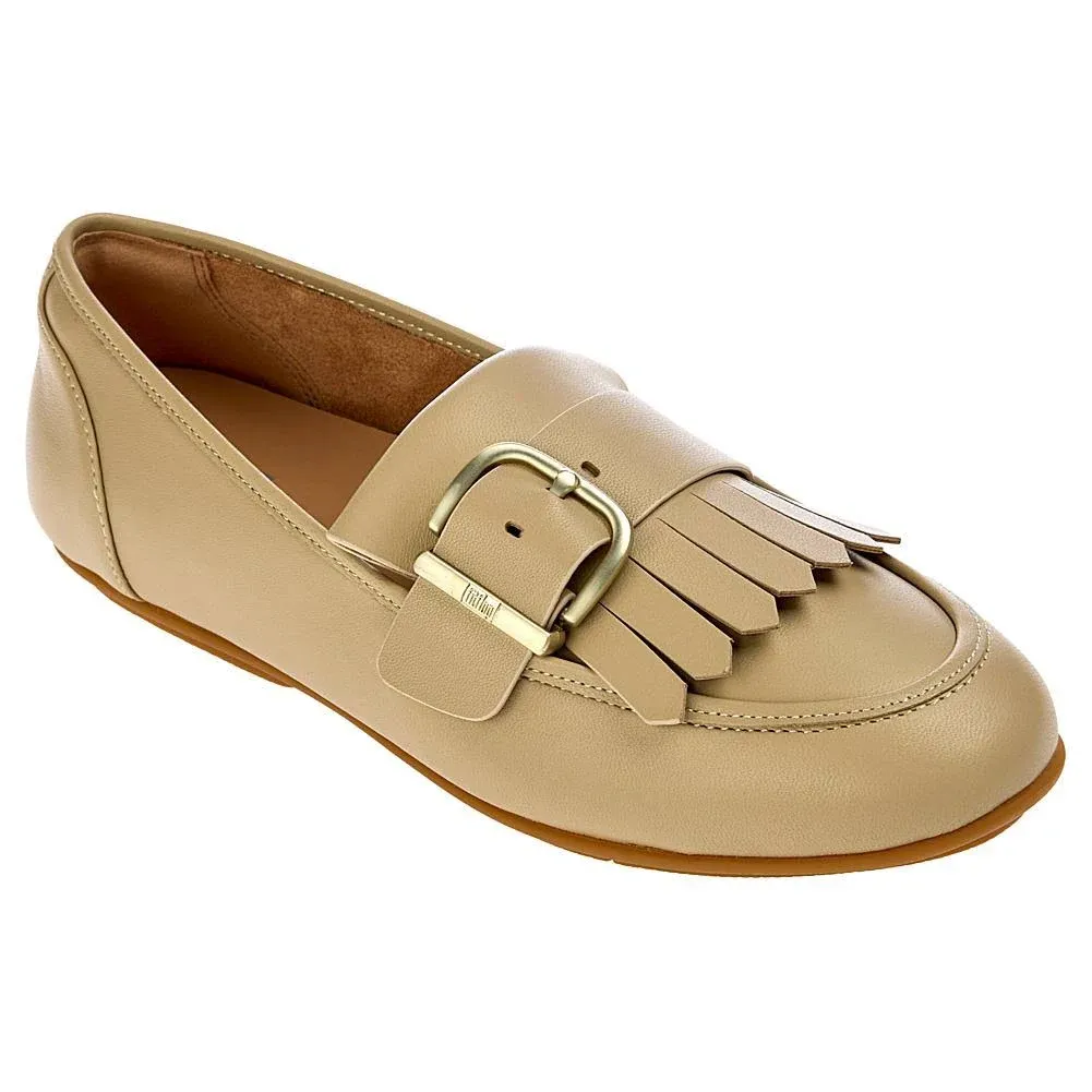 FitFlop Women's Allegro Fringe Buckled Leather Loafers Ballet Flat