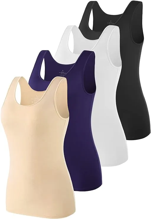 AMVELOP Basic Tank Top for Women Undershirts Sleeveless Layering Tank Top 2-4 Pack