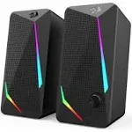 Redragon GS510 RGB Desktop Speakers, 2.0 Channel PC Computer Speaker with 4 Colorful LED Backlight Modes, Enhanced Bass and Easy-Access Volume GS510 Waltz