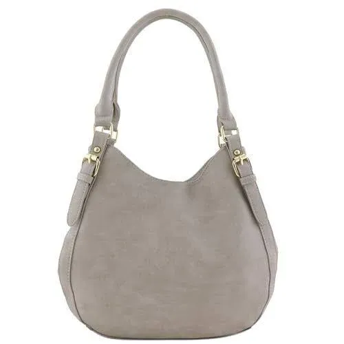 Light-weight 3 Compartment Faux Leather Medium Hobo Bag Grey