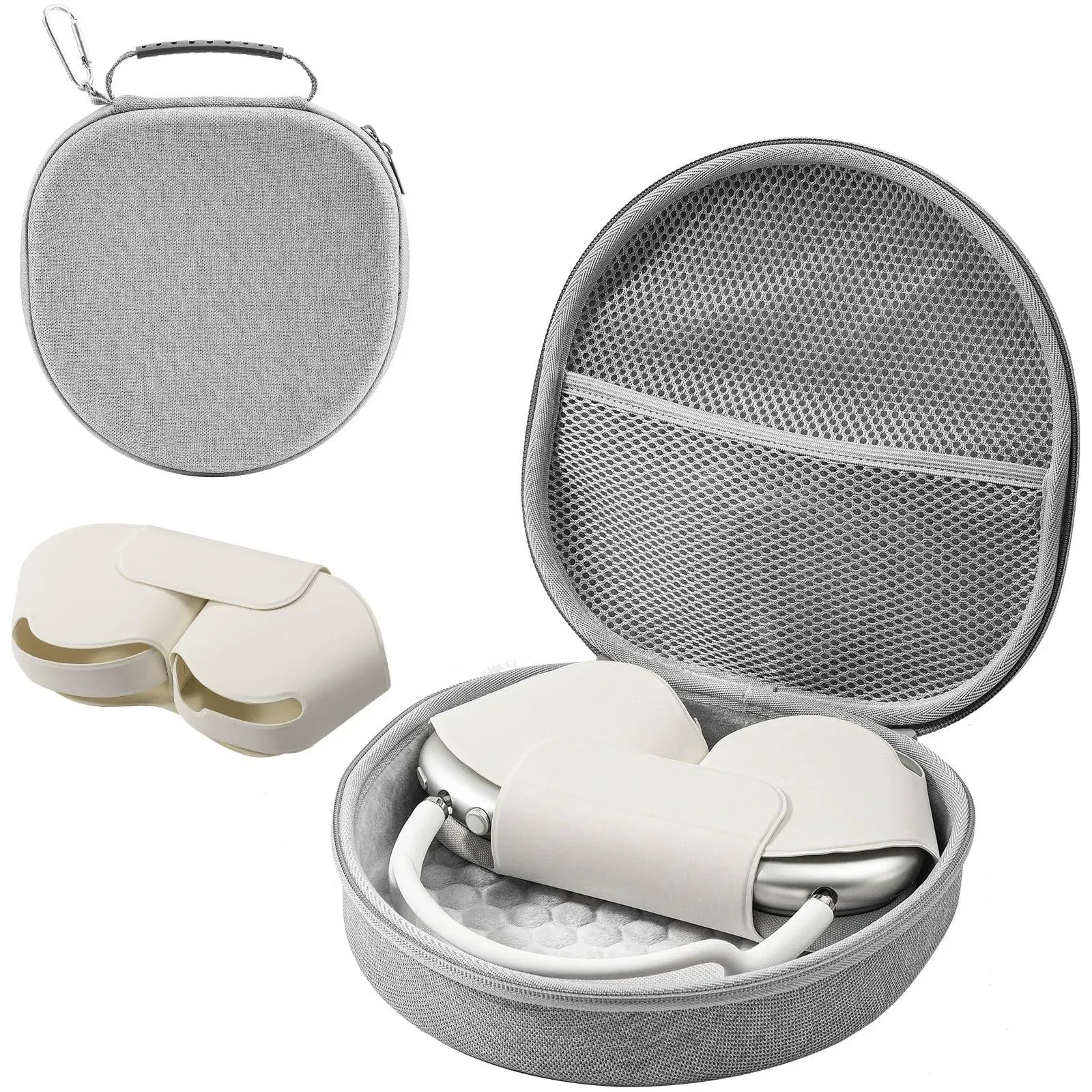 ProCase Hard Carrying Smart Case for AirPods Max, Headphone Travel Case with Sleep Mode Cover & Mesh Pocket, AirPods Max Protective Portable Shell Storage Bag -Grey