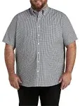 Big + Tall Essentials by DXL Men's Big and Tall Men's Gingham Poplin Short-Sleeve Sport Shirt, Black Multi, 2XLT