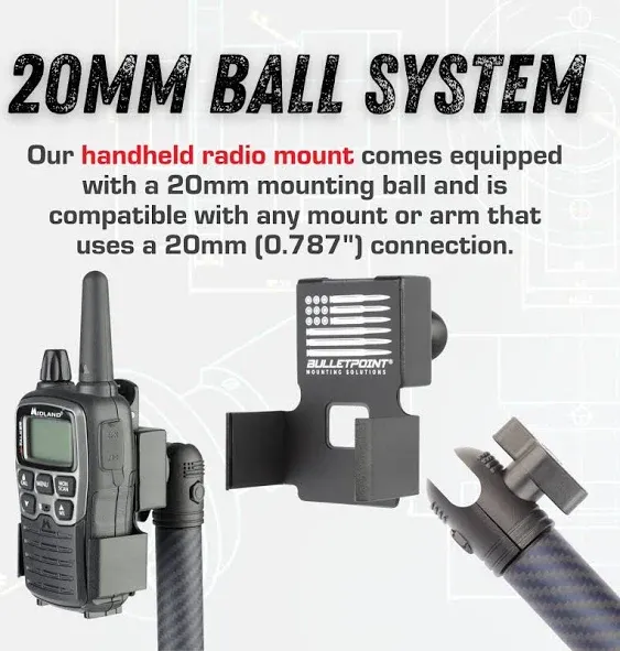 Handheld Radio Holder with 20mm Ball