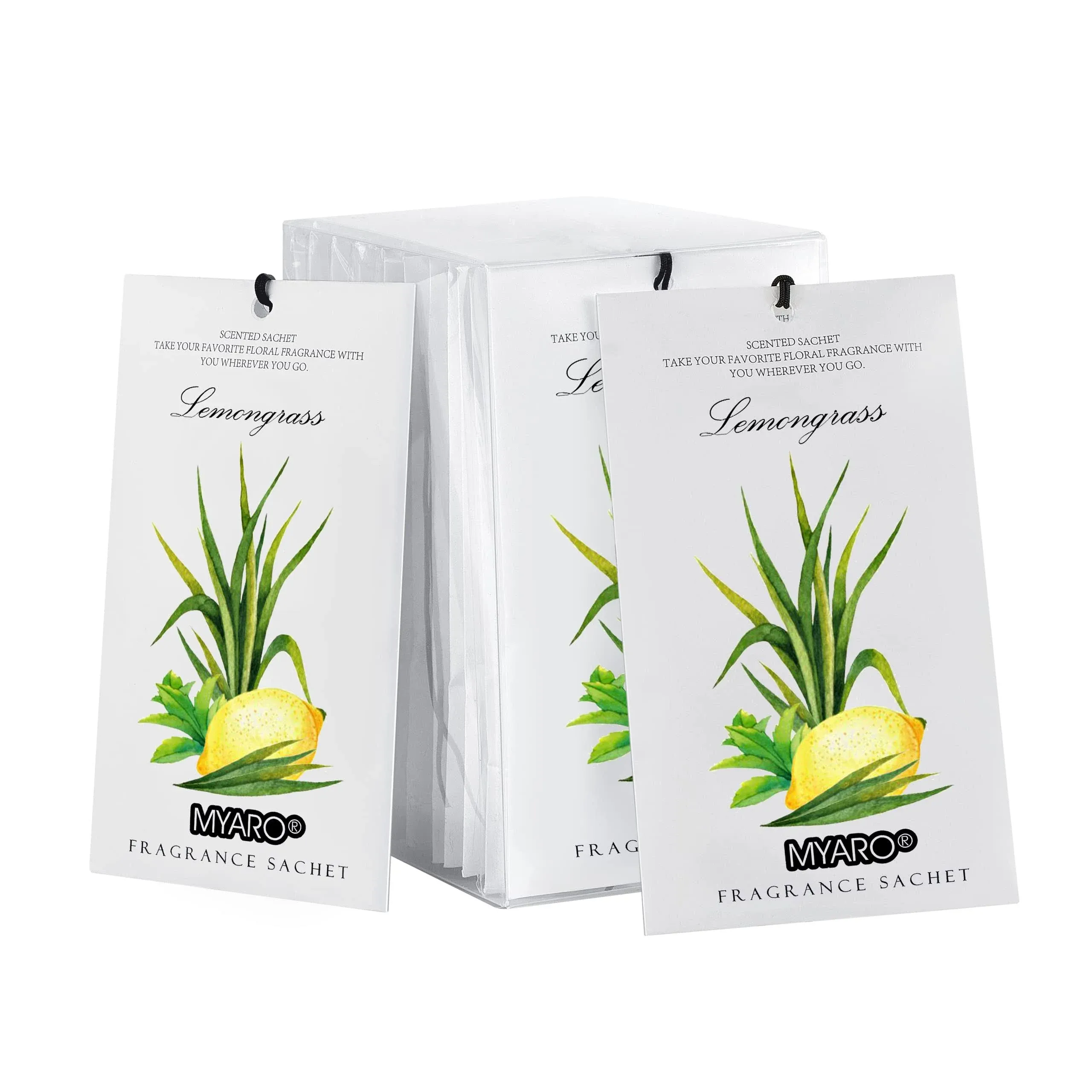 12 Packs Lemongrass Scented Sachets for Drawer and Closet, Long-Lasting Sache...