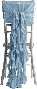 A2ZHome Sage Green Chiffon Curly Chair Sash