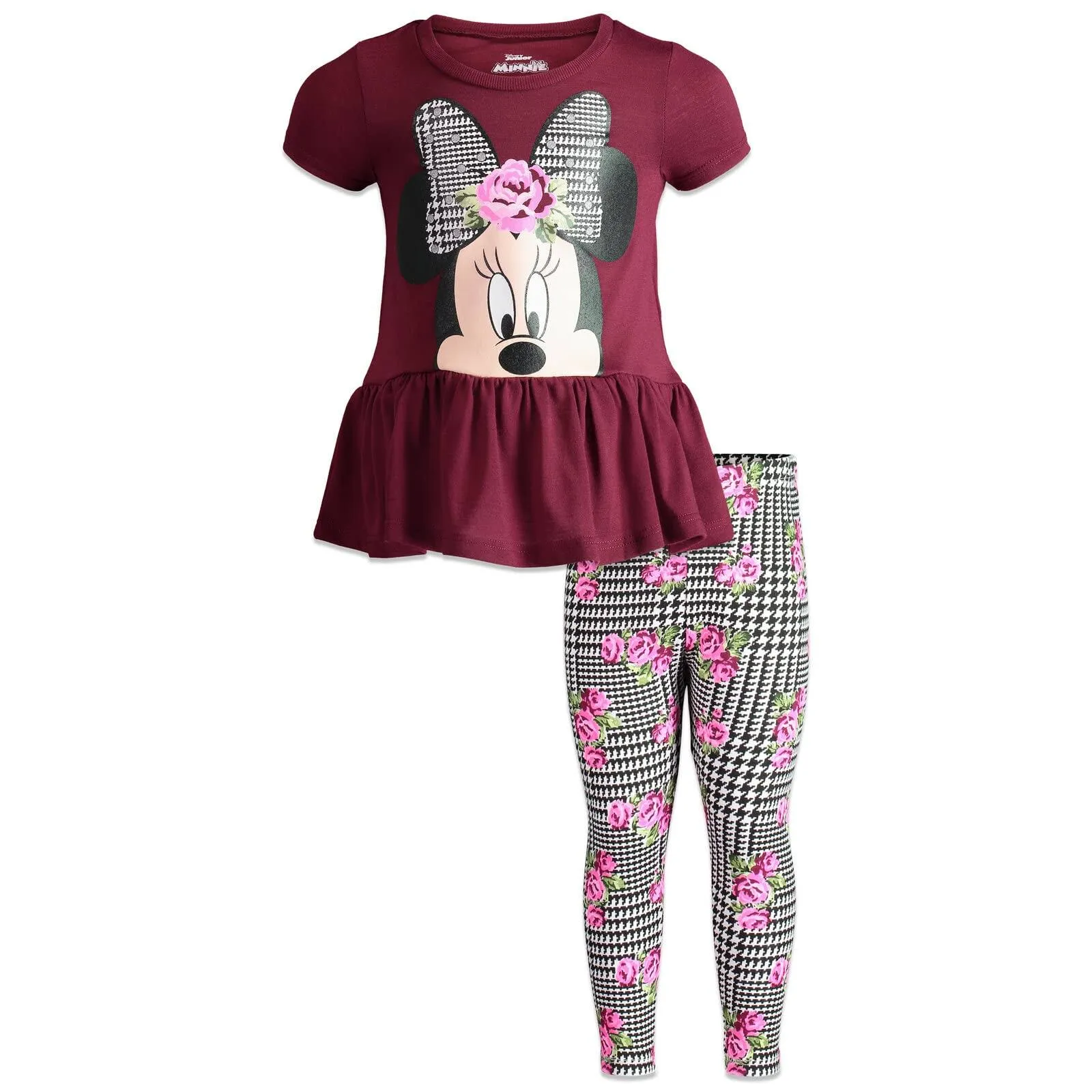 Disney Minnie Mouse Toddler Girls Peplum T-Shirt and Leggings Outfit Set 4T