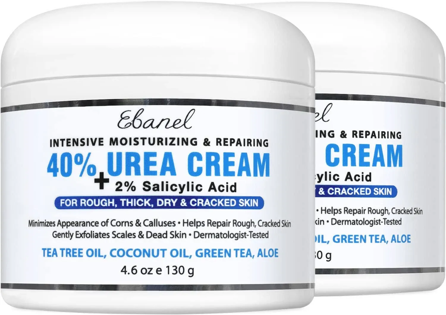 Ebanel Urea Cream 40% Plus Salicylic Acid 2%, Foot Cream for Dry Cracked Heels Feet Knees Elbows Hands, Foot Dead Skin Cuticle Callus Remover