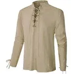 Men&#039;s Renaissance Long Sleeved Shirt Pirate Medieval Cotton Shirt Hippie lace...