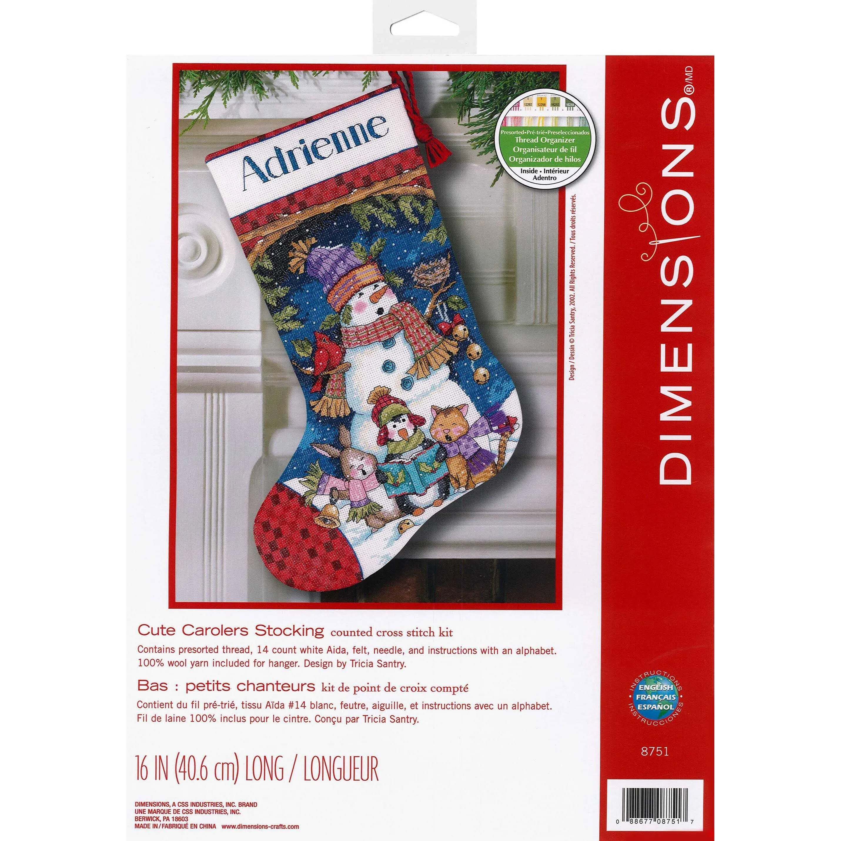 Dimensions Cute Carolers Stocking Kit Cross Stitch Sealed 16&#034; - 2003