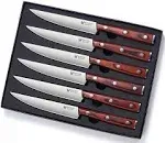 WALLOPTON Steak Knives Set of 6 - Ultra Sharp Easy to Hold - Full Tang Wood Handle High Carbon Stainless Steel, Straight Edge Non Serrated - 5''