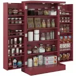 HOMCOM 41" Kitchen Pantry Storage Cabinet, Freestanding Kitchen Cabinet with 12 Door Shelves, Double Doors, 5-tier Shelving and Adjustable Shelves