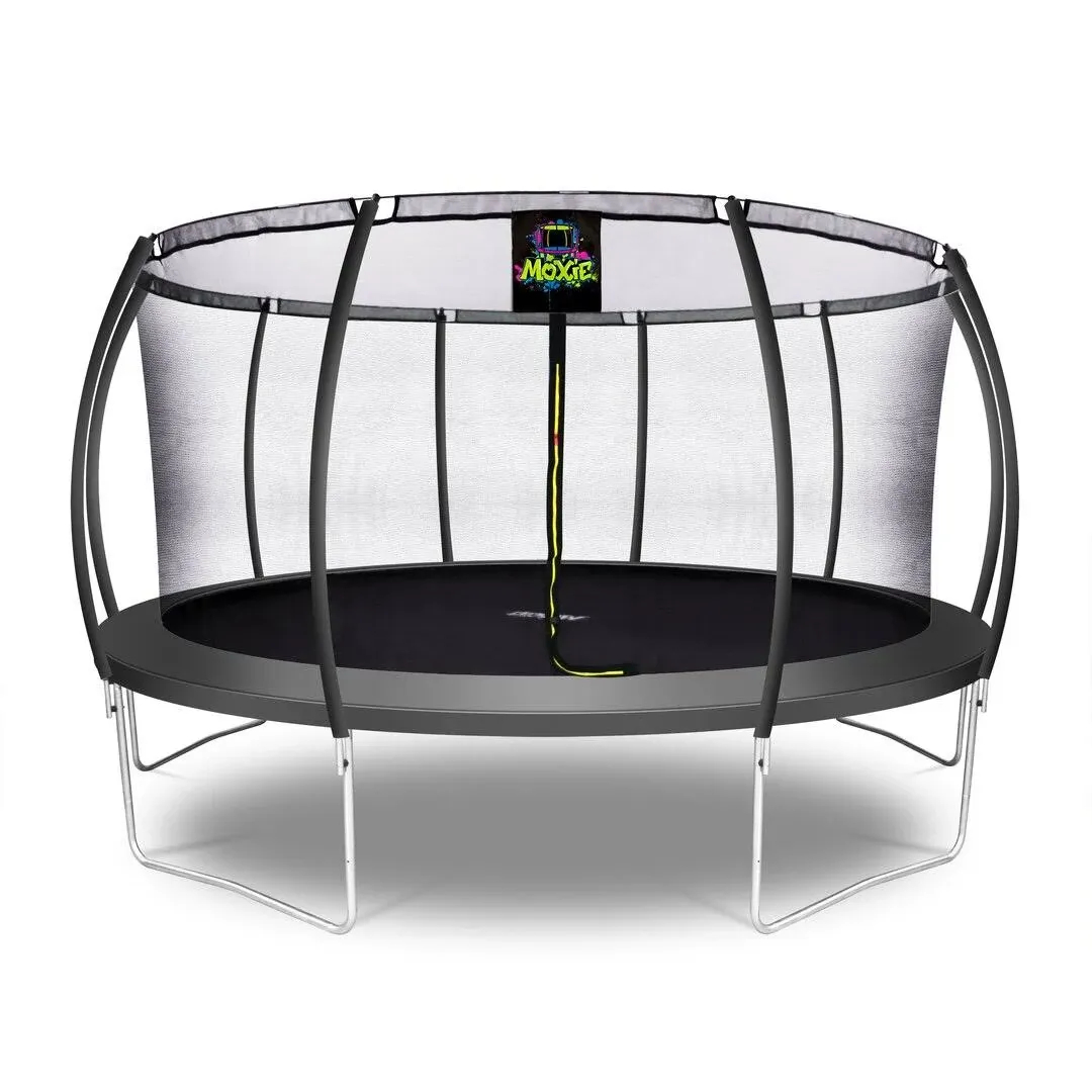 Machrus Moxie Pumpkin-Shaped Outdoor Trampoline Set with Premium Top-Ring Frame Safety Enclosure, 15 FT